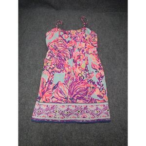 Floral Print Spaghetti Strap Dress in Pink & Aqua
